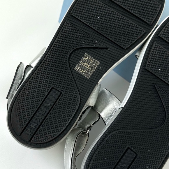 PRADA SPORTY METALLIC SILVER OPEN TOE SANDALS LUXURY PLATFORM SHOE 39, US 8.5 - Picture 11 of 12